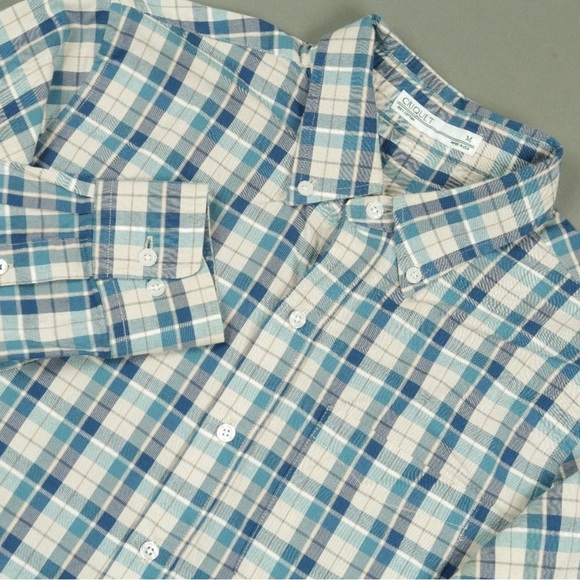 Criquet Other - Criquet Plaid Button Down Cotton Sport Shirt in Blue / Cream Size Medium